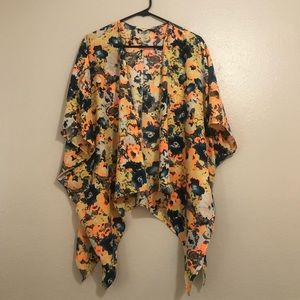 Anthro Painted Threads Floral Watercolor Kimono